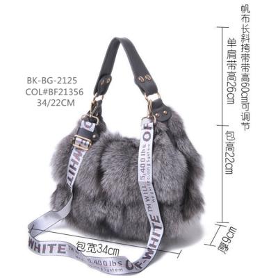 China Hot Selling Big Fox New Arrivals Fox Fur Skin Leather Shoulder Bag for sale