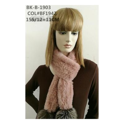 China High Quality Hot Selling Long Pink Lurex Rex Rabbit Scarf Fox Pom for sale