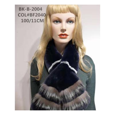 China Navy Black New High End Snowtop Rex Rabbit Fox Fur Long Listing Scarf for sale