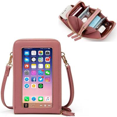 China Newest Cross Bags\Fashion Multifunctional Transparent Touchable PU Leather Mini Shoulder Bag Phone Pocket Messenger Body Ladies Cross Bags for sale