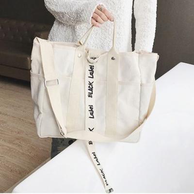 China Handled 2021 New Daily Use Letters Women Tote Bag Casual Handbag Canvas Reusable Shopping Bags for sale