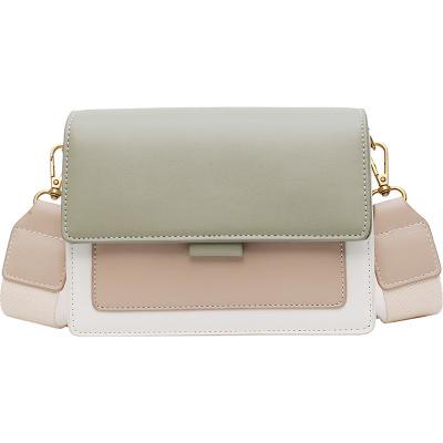 China Fashion/Latest 2021 Simple Contrast Color PU Ladies Small Cross Body Bag Chain Shoulder Messenger Bag For Women for sale