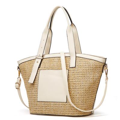 China Women Casual Straw Tote Top-Handle Bags Shoulder Messenger Fashion Vacation Bags Large Summer Beach Bag For Women for sale