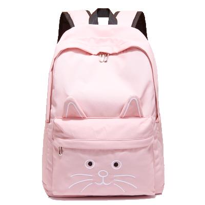 China Cheap Price Cartoon Cat Fashion Large Capacity Canvas Student School Bags Women Lightweight Travel Backpacks Waterproof for sale