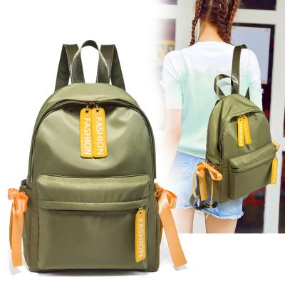 China Junior High School Girls Fashion Fashion Bowknot Ribbon Double Way Zipper Waterproof Nylon Student School Backpack for sale