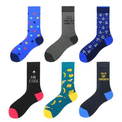 China Wholesale Designer Quentin Funny Happy Fashionable Jacquard Fashion Men's Crew Socks Viable Dropshipping Private Labeling Sock for sale