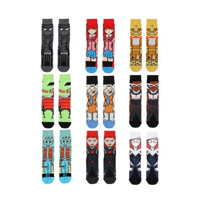 China Designer Happy Cute Funny Comics 2021 Logo Cartoon Socks Fashionable Custom Made Funny Design Quentin Dropshipping Mens Character Funky for sale