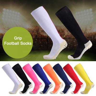 China Quentin Professional Unisex Viable Custom Grip Knocks Custom Logo Athletic Designer Anti Slip Sports Football Socks for sale