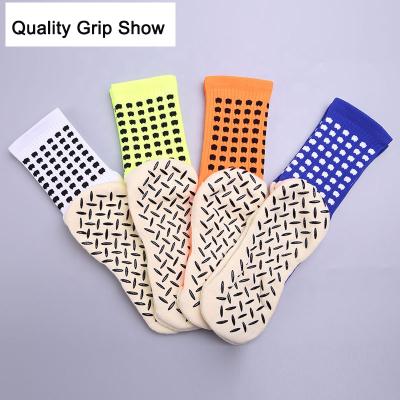 China Sustainable Quentin New Designer Trendy Custom Print Fashion Anti Non Slip Grip Football Socks for sale