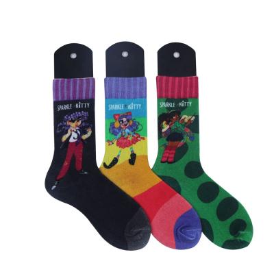 China QUICK DRY Designer Logo Print Fashion Funny Happy Cotton Women Socks Custom 3D Digital Printing Sublimation Novelty Dress Design Socks for sale