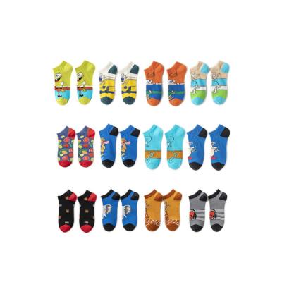 China Quentin Dropshipping Men Cotton Colored Unisex Funny Boat Studs Logo Wholesale Short Ankle Socks Custom Made Animal Design Patterned for sale