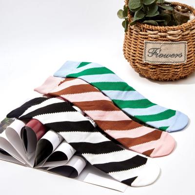 China Hot QUICK DRY Office Casual Work Wear Japan Girl Teen Tube Bangs Feminine Striped Women's Crew Socks for sale