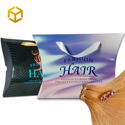 China Custom Recyclable Wig Package Display Ribbon Pillow Box Extension Satin Hair Packaging Bag for sale