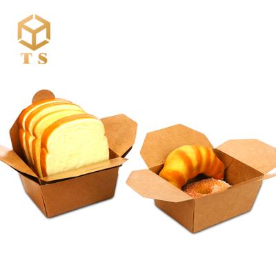 China Recyclable Custom Printed Disposable Kraft Paper Lunch Boxes Food Caterer Desig Snack Packing Box for sale