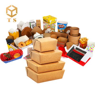 China Wholesale Disposable Hamburger Bento Takeaway Food Packaging Box Recyclable Container Snack Paper for sale