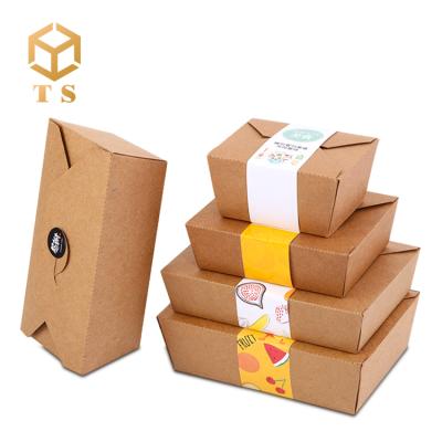 China Hot Sale Food Grade Kraft Paper Packet Paper Lunch Box Recyclable Disposable Round Hamburger Box Takeout Food Box for sale