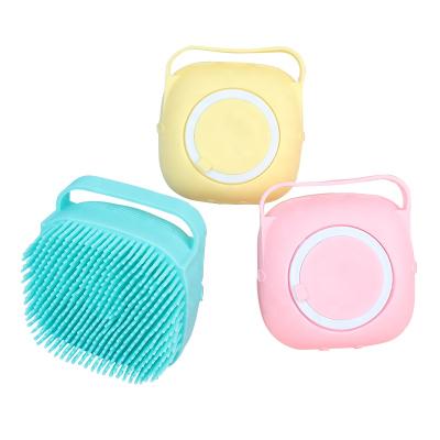 China Factory Stocked Wholesale Soft Cat Dog Shampoo Dispenser Brush Silicone Pet Shower Brush Dog Bath Brush for sale