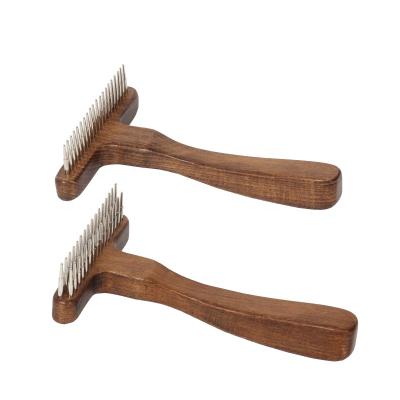 China Wholesale Viable Classic Classy Wooden Pet Comb Factory Dog Brush Pet Grooming Rotataing Open Rake for sale