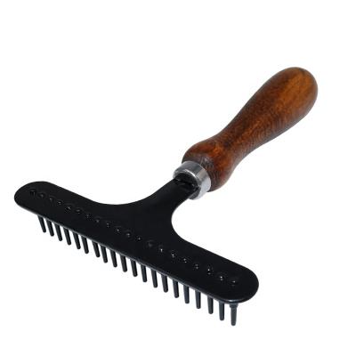 China Wholesale Viable Classic Wooden Handle Needle Handle Factory Knot Open Comb Cat Dog Rake Grooming Comb for sale