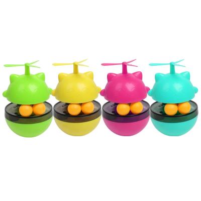 China Viable Factory Wholesale Plastic Pet Food Dispenser Toy Turntable Tease Interactive Cat Tumbler Toy for sale