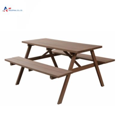 China Eco Friendly Wholesale Leisure Picnic Bench Chair Wpc Solid Wood Outdoor Dining Chair With Table for sale