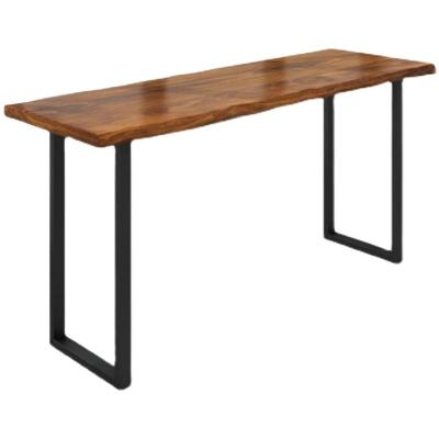 China Irregular Shaped Industrial Modern Solid Wood Top With Metal Legs Bar Table Set For Bar Cafe for sale