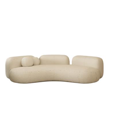 China Other Wind Nordic Cream Lamb Fleece Curved Sofa For Living Room Living Room Corner for sale