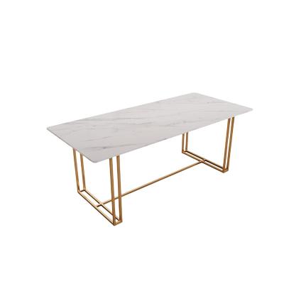 China Modern Hot Sale Simple Rectangular Rock Dish Metal Table Chair Combination For Dining Room Restaurant for sale