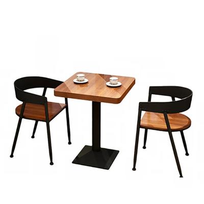 China Modern American Industrial Style Small Iron Square Solid Wood Table Set For Bar Cafe for sale