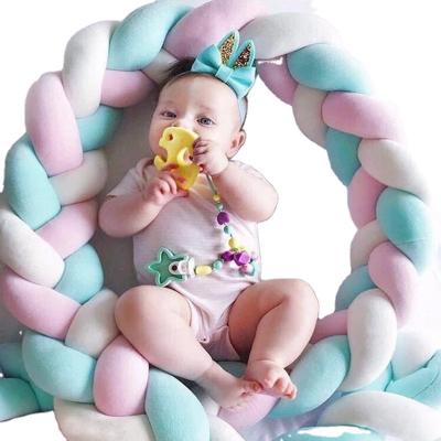 China Anti-Static 2-4 M 3 Knot Baby Bed Hutch Protector Soft Bumper Bedding For Infant Cotton Colorful Pillow Bumpers For Baby Room Decor for sale