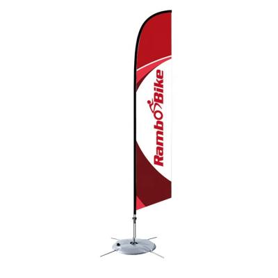 China Advertising Subway Customized Logo Advertising Flying Beach Feather Flag With Base for sale