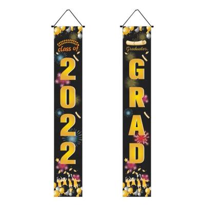 China Waterproof Outdoor Sublimation Front Door Graduation Porch Sign Wall Hanging Door Display Banner 600D Polyester for sale