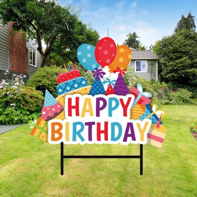 China Party Yard Sign Board Happy Birthday Letter Eco - Friendly Outdoor Yard Signs With Stakes for sale