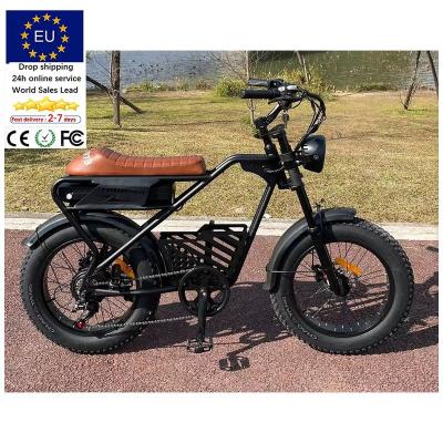 China V8 ebike 750w electric bicycle 20inch tire steel super offroad electric bike fat all terrain super V8 e-bike EU WAREHOUSE for sale