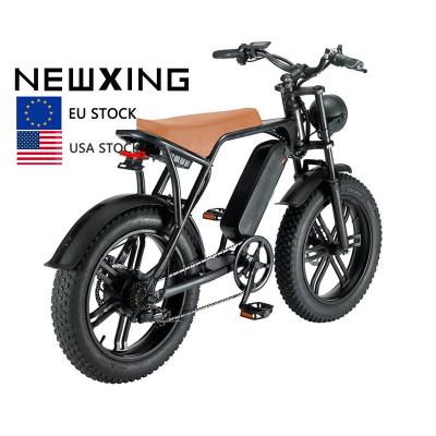 China USA Warehouse OUXI V8 steel alloy 20 inch air tires electric bike 1000W 48v 750w vintage fat tire electric bike with rear sea for sale