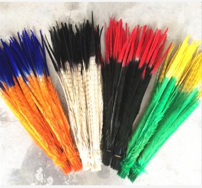 China Pheasant Feather 16-18 Inch (40-45cm) Two Tone Color Dyed Ringneck Pheasant Tail Feathers For Sale for sale