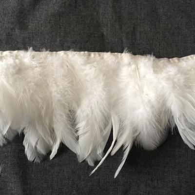 China White Chicken Feather Rooster Feather Fringe Trimming for sale