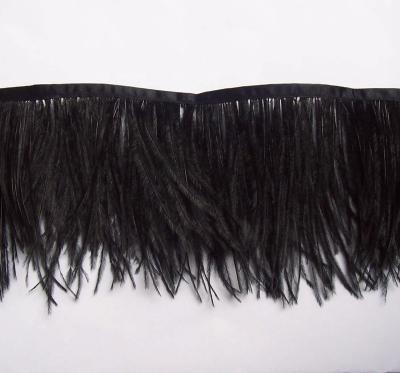 China Ostrich feather 10-12cm high quality thick two layers ostrich feather fringe trimming for sale