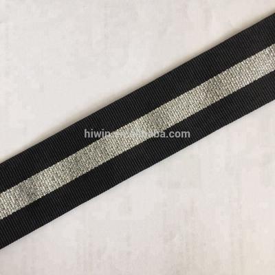 China Sustainable Silver Lurex Strip Grosgrain Ribbon for sale