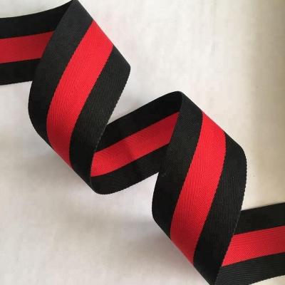 China Custom Double Face Stripe Ribbon in Red Black Stripes for sale