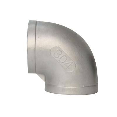 China Stainless Steel Elbow Precision Casting 90 Degree Elbow Standard Threaded Pipe Fittings 1/8