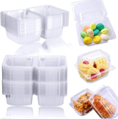 China Disposable Disposable Clear Plastic Clamshell Hinged Portable Square Food Containers For Salads, Fruit, Burgers, Sandwiches, Cupcake for sale