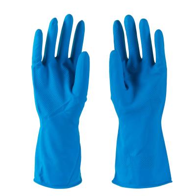 China Natural Waterproof Thick Oval Latex Household Safety Cleaning Working Rubber Gloves for sale