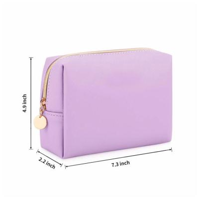 China Girls Private Label Dicaron PU Leather Pink Makeup Bag Custom Cute Waterproof Travel Waterproof Shockproof Dustproof Cosmetic Bag for sale