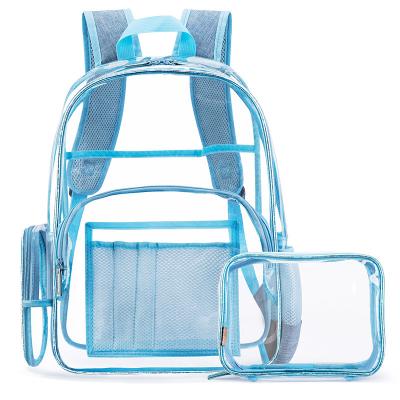 China Custom logo women men women student sport school bag outdoor travel waterproof transparent PVC kids clear backpacks for girls for sale