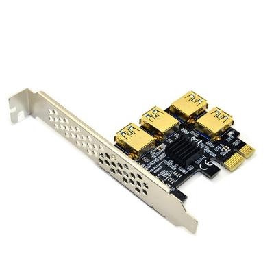 China PCI-E PCI-E 1 to 4 PCI-E Riser Card USB3.0 Graphics Expansion Card PCI-E to PCI-E 1 to 4 Slot Adapter Card DIYLXX21624 for sale