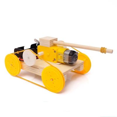 China Small Educational Electric Tank Children's DIY Toy Wooden STEM Science Experiment Kits for sale