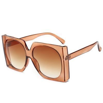 China 100% Retro Fashion Vintage Sun Glasses Big Frame Woman Black Inner Square Round Sunglasses UV Protection For Women UV400 for sale