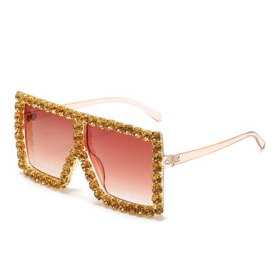 China 57055 Oversized Oversized Women Bling Rhinestone Multi Diamond Rimted Trendy Sunglasses Multi Color Studded Adults for sale