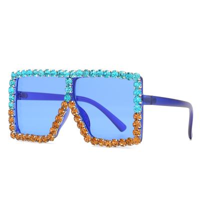 China Large Square Diamond Sunglasses Children Rhinestone Sun Glass Boys Girls Diamonds Fit Oversized Shades Glasses for sale